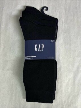 New Gap Socks Men’s 3 Pair Black Cotton Crews Business Casual Dress Preppy Socks